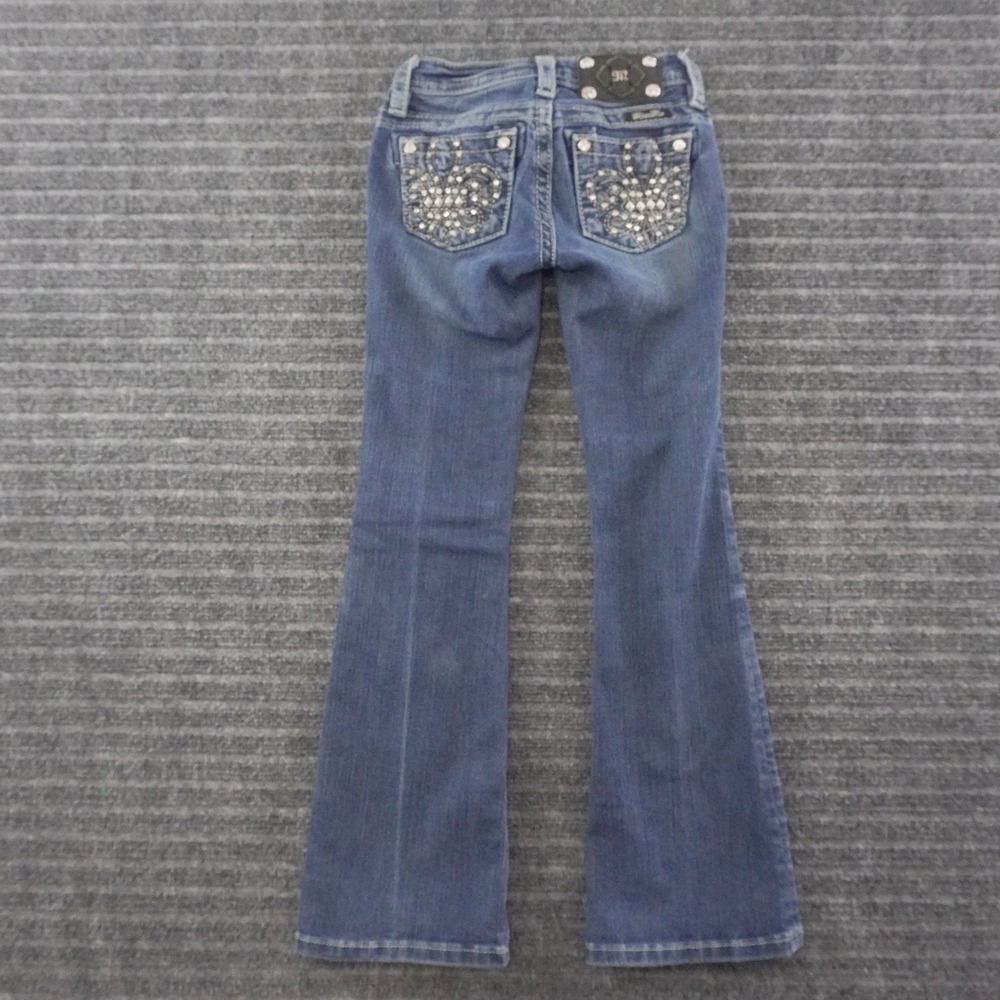 Miss Me Bootcut Jeans Girls Size 7 Blue Rhinestone Embellished Denim